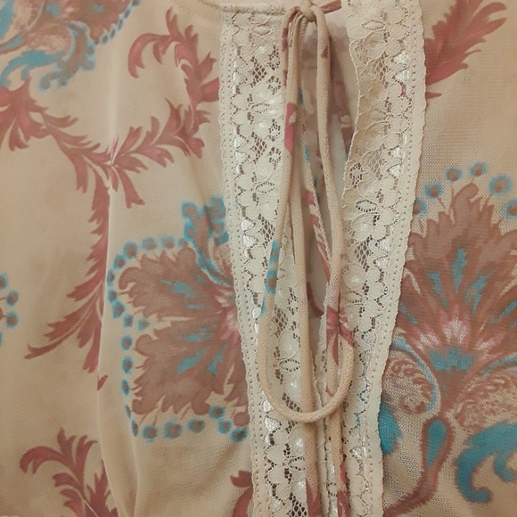 Pink Cream Boho Lace Paisley Top S - Picture 10 of 14